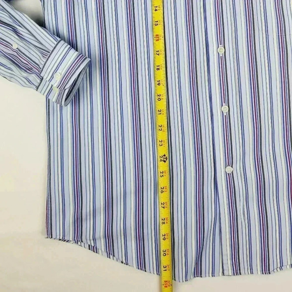 Faconnable Men's Blue Striped Button Down Shirt Lg - Picture 4 of 6